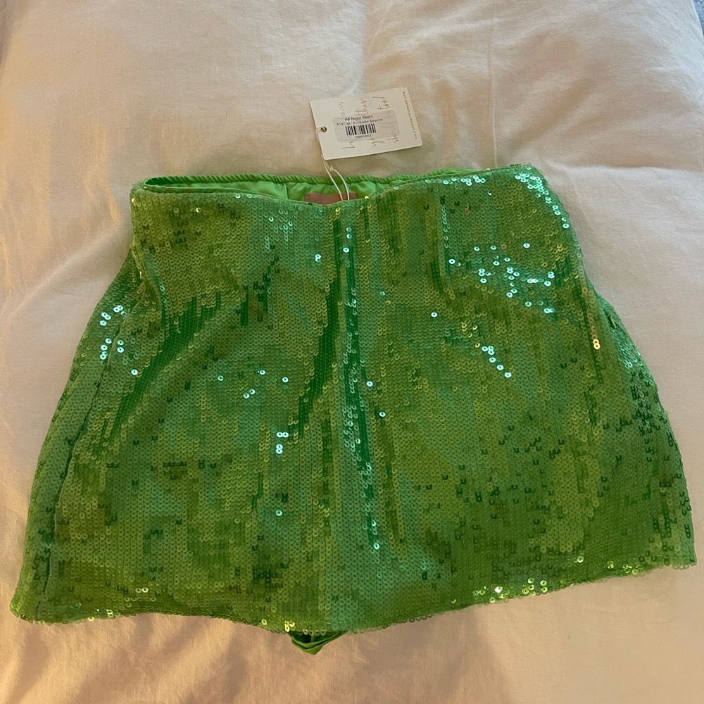 Green Sequin Mini Skirt